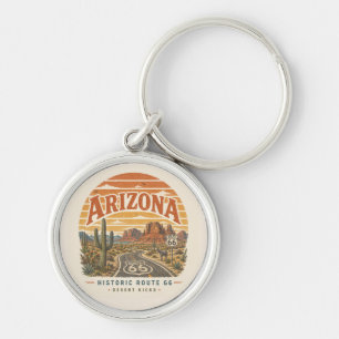 Arizona Route 66 Desert Highway Vintage Travel Art Key Ring