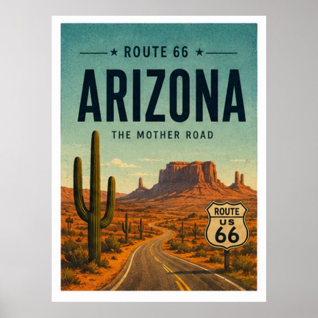 Arizona Route 66 Desert Highway Wall Art (Front)