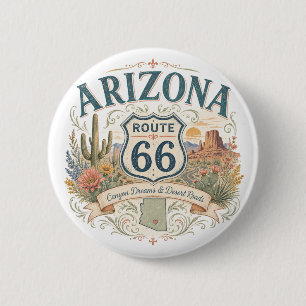 Arizona Route 66 Desert Road Trip Souvenir 6 Cm Round Badge