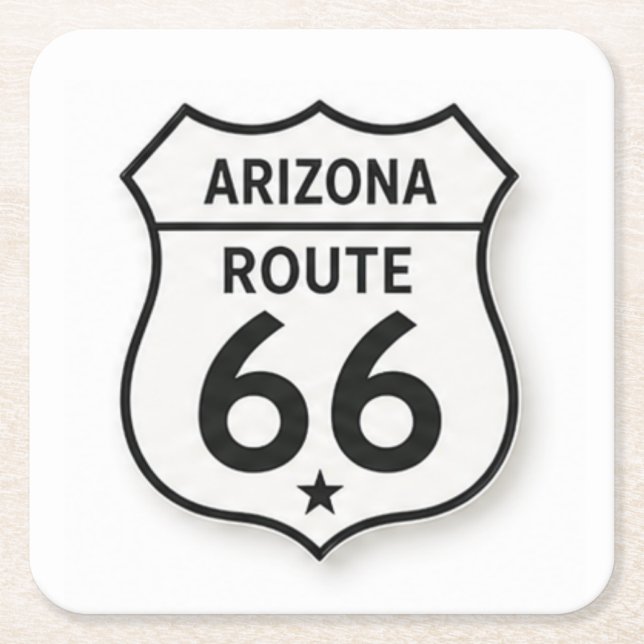 Arizona Route 66 Retro White Shield Coaster (Front)