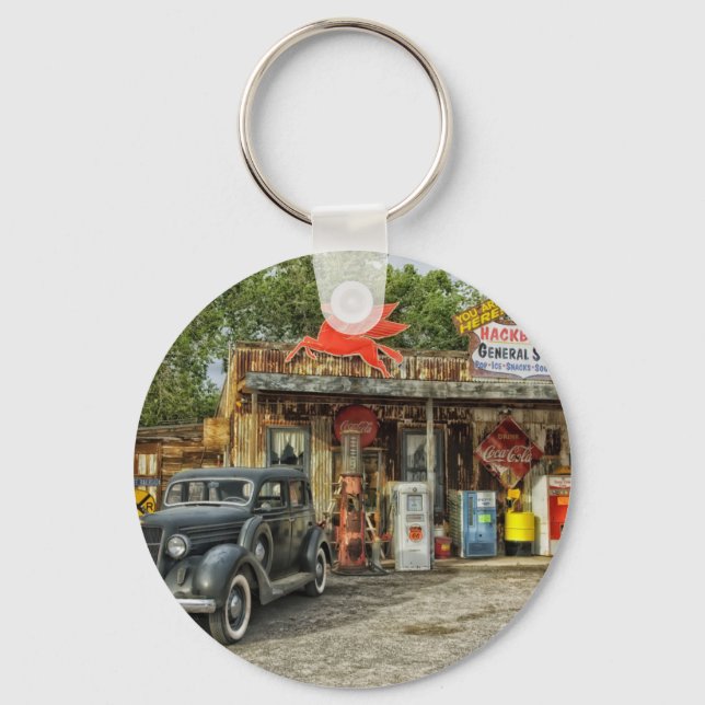 Arizona Route 66 rustic retro store Key Ring (Front)