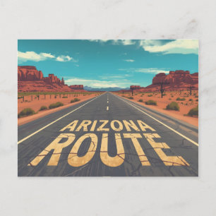 Arizona Route Desert Road Graphic Art Postcard