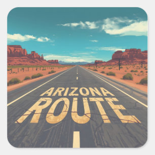 Arizona Route Desert Road Graphic Art Square Sticker