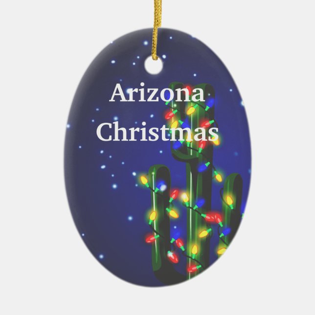 Arizona Saguaro Cactus Christmas Ornament (Front)