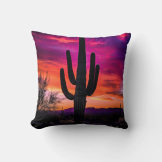 Arizona Saguaro Cactus Southwestern Desert Sunset Cushion