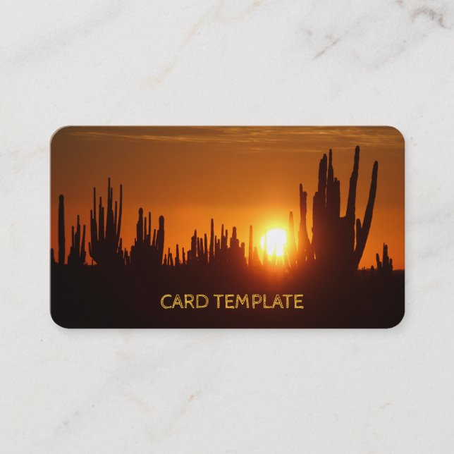 Arizona Saguaro Cactus Sunset Business Card (Front)