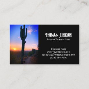 Arizona Saguaro Cactus Sunset Personalised Business Card