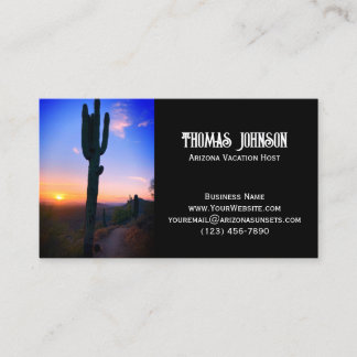 Arizona Saguaro Cactus Sunset Personalised Business Card
