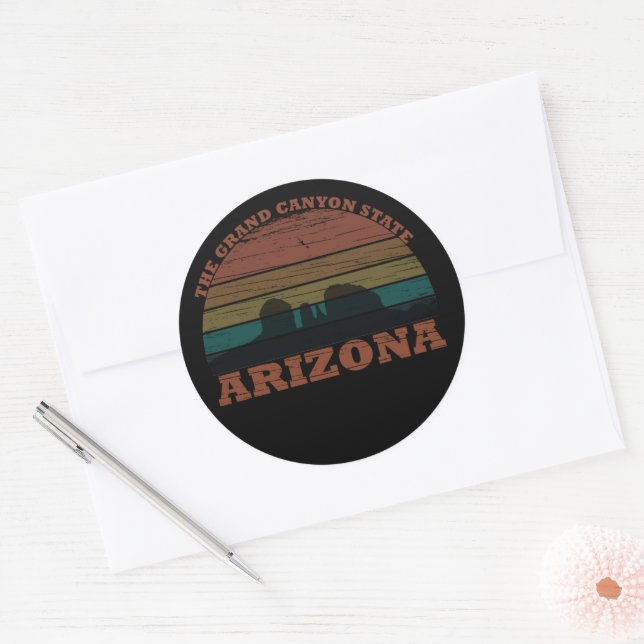 Arizona sedona Grand canyon landscape retro Classic Round Sticker (Envelope)