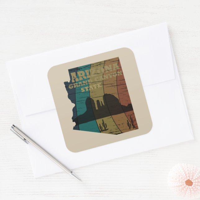 Arizona Sedona map grand canyon landscape retro Square Sticker (Envelope)