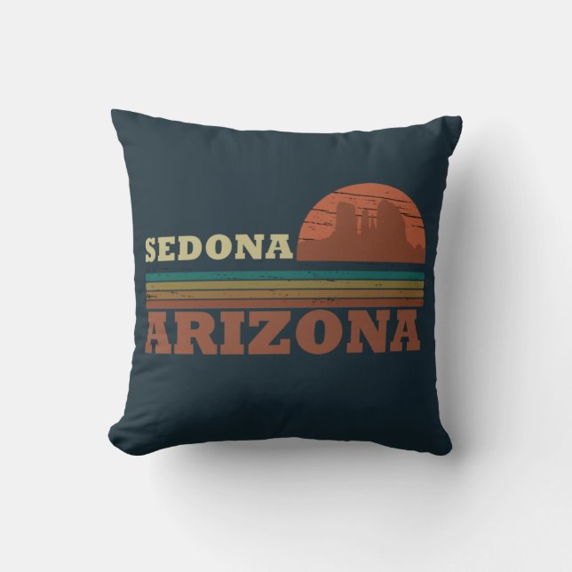 Arizona Sedona vintage sunset az retro Cushion (Front)