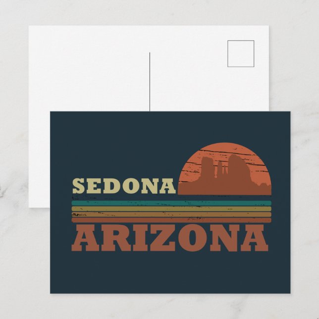 Arizona Sedona vintage sunset az retro Holiday Postcard (Front/Back)
