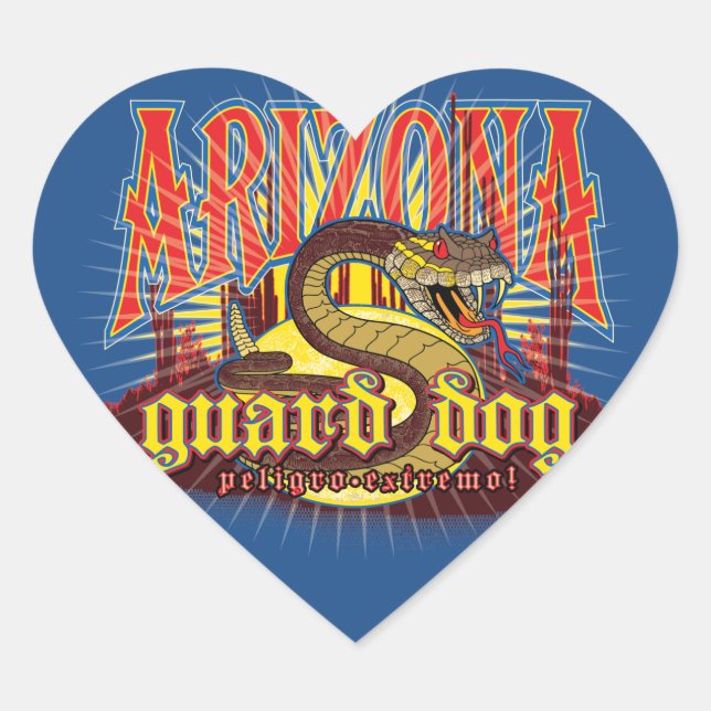 Arizona Snake on Guard Heart Sticker (Front)