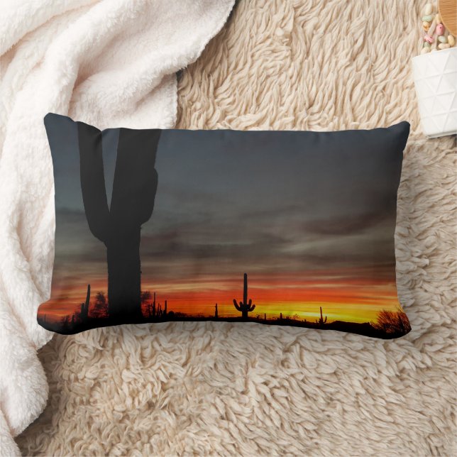 Arizona Sonoran Desert Sunset / Saguaro Cactus Lumbar Cushion (Blanket)