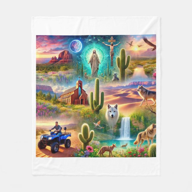 Arizona Spiritual Trip Fleece Blanket (Front)