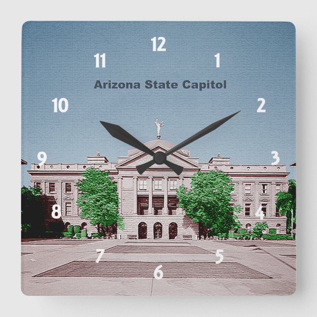 Arizona State Capitol Tinted Colourized Square Wall Clock (Front)