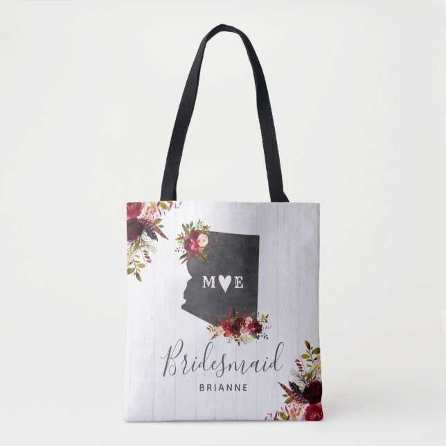 Arizona State Destination Rustic Wedding Monogram Tote Bag (Front)