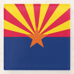 Arizona State Flag Design Decor Glass Coaster