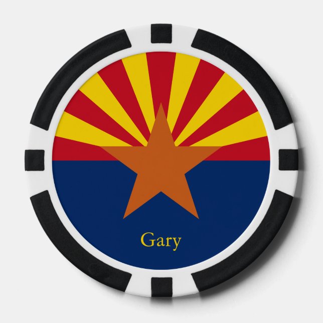 Arizona State Flag Image Personalise Name Poker Chips (Front)