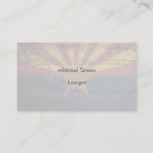 Arizona State Flag on Old Wood Grain Business Card