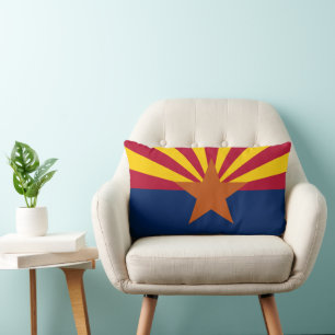 Arizona State Flag Print Patriotic Lumbar Cushion