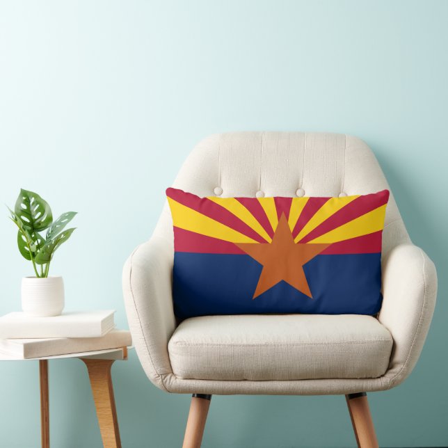 Arizona State Flag Print Patriotic Lumbar Cushion (Chair)
