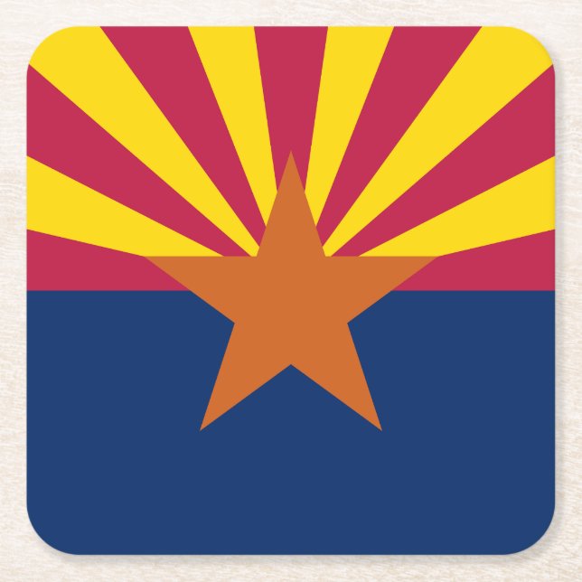 Arizona State Flag Square Paper Coaster (Front)