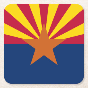 Arizona State Flag Square Paper Coaster