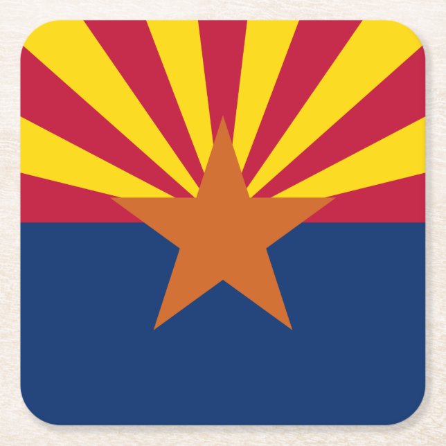 Arizona State Flag Square Paper Coaster (Front)