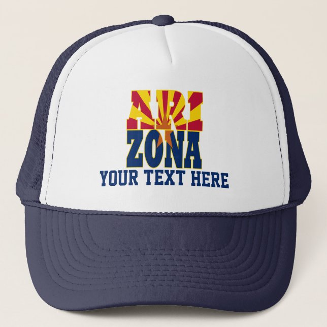 Arizona state flag text trucker hat (Front)