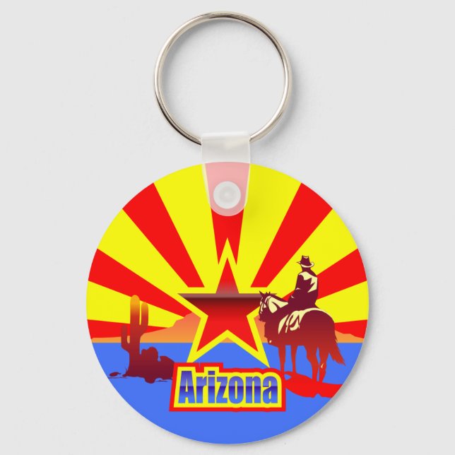 Arizona State Flag Vintage Drawing Key Ring (Front)