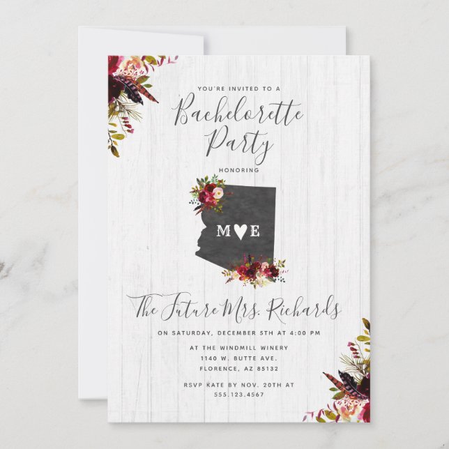 Arizona State Floral Bachelorette Party Invitation (Front)