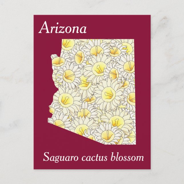 Arizona State Flower Collage Map Postcard (Front)
