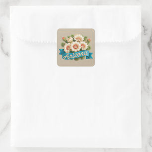 Arizona State Flowers Emblem Square Sticker