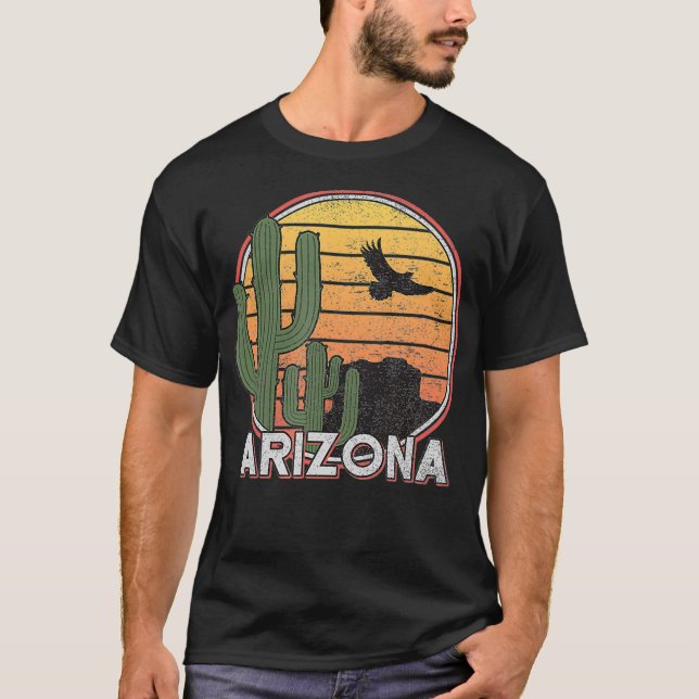 Arizona State Gift Souvenir  Retro Arizona Cactus  T-Shirt (Front)
