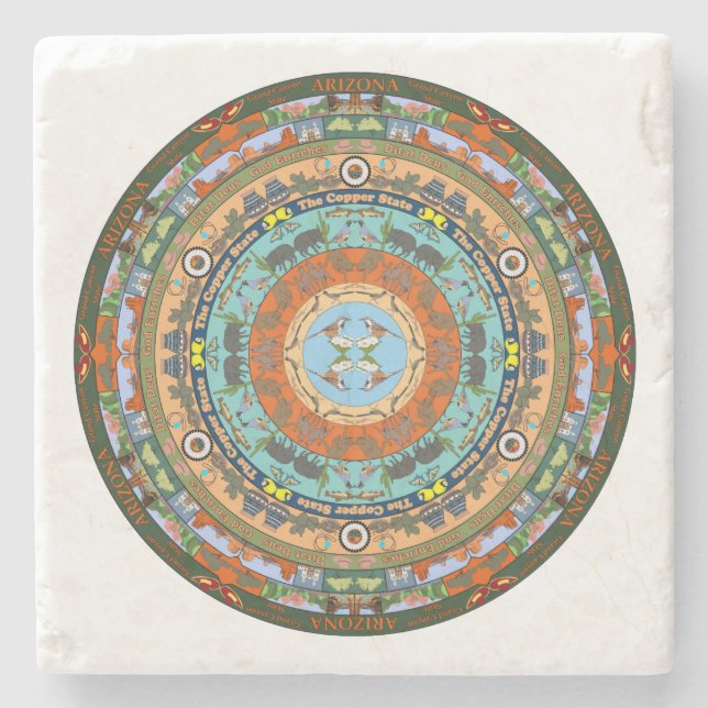 Arizona State Mandala Stone Coaster (Front)