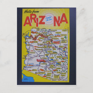 Arizona State Map Postcard