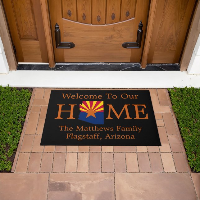 Arizona State Map State Flag Welcome Home Doormat (Outdoor)