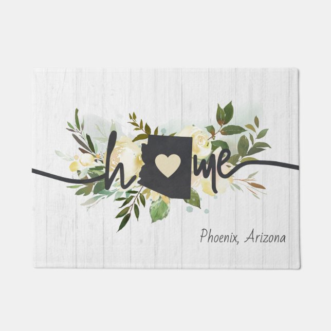Arizona State Personalised Your Home City Rustic Doormat (Front)