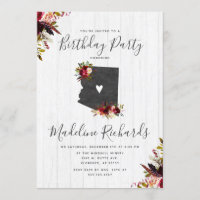 Arizona State Rustic Birthday Party Invitation