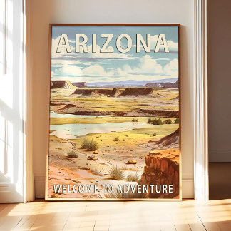 Arizona State Scenery Poster Art Print, Retro Nati