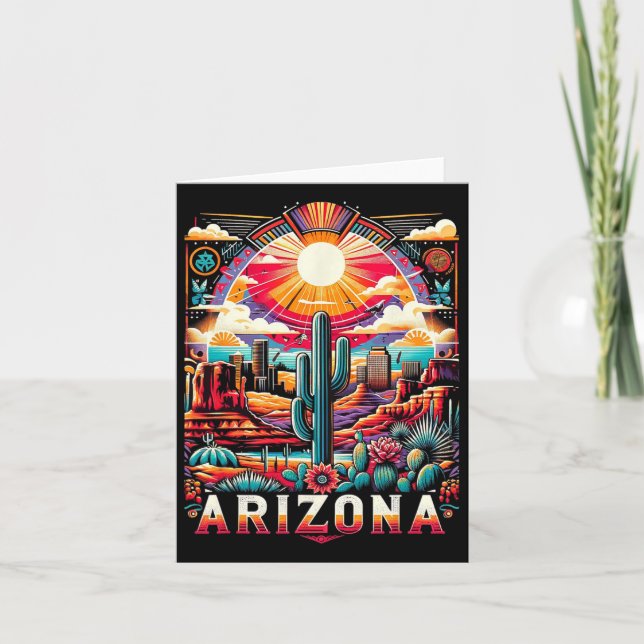 Arizona State Shirt Az Retro Desert Cactus Family  Card (Front)