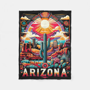 Arizona State Shirt Az Retro Desert Cactus Family Fleece Blanket