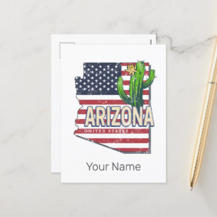 Arizona State United States Retro Map Vintage USA Holiday Postcard