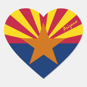 Arizona Sticker, Heart, Patriotic Arizona Flag Heart Sticker