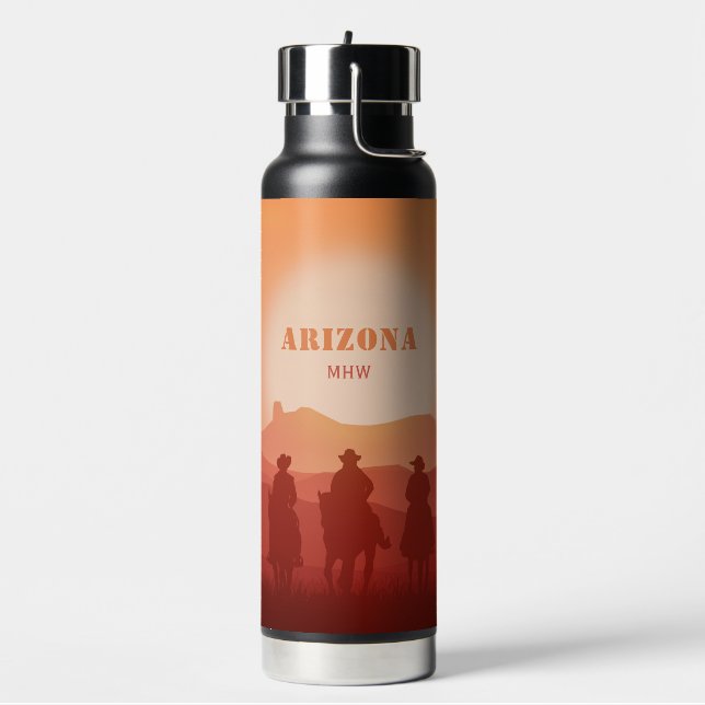 Arizona Sunset custom monogram Water Bottle (Left)