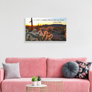 Arizona Sunset in Sonoran Desert with Cactus Canvas Print