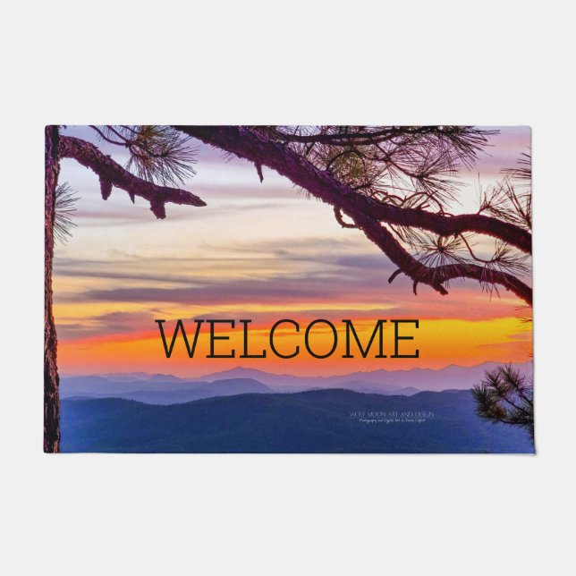 Arizona Sunset Pine Tree Mountains Scenic View Doormat (Front)