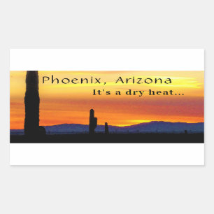 Arizona Sunset Saguaro Cactus It's Dry Heat Rectangular Sticker