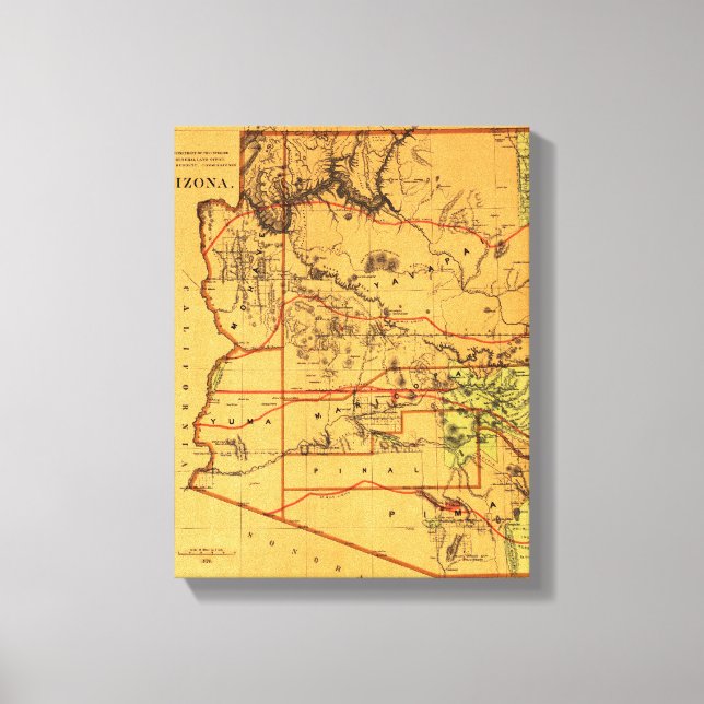 Arizona TerritoryPanoramic MapArizona Canvas Print (Front)